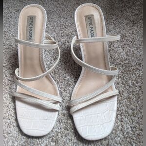 Steve Madden Ivory Croc-Embossed Heels